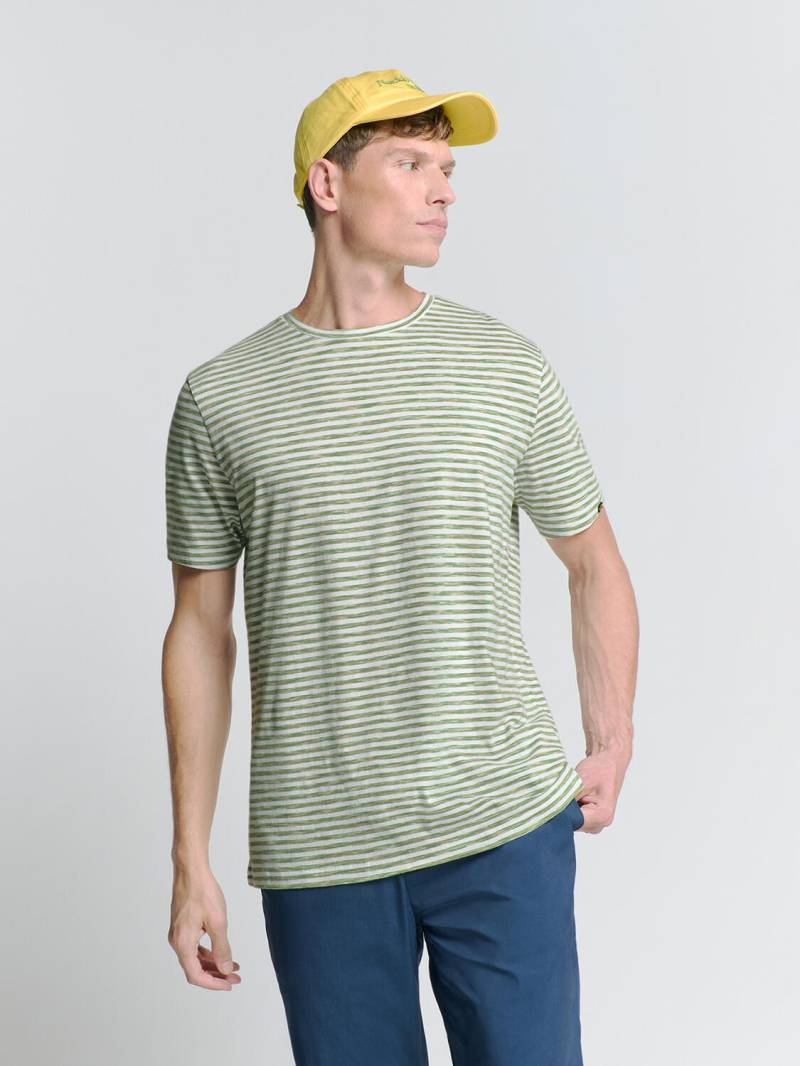 No Excess - T-Shirt Crewneck Multi Coloured Melange Stripes green - Gr. - L von No Excess