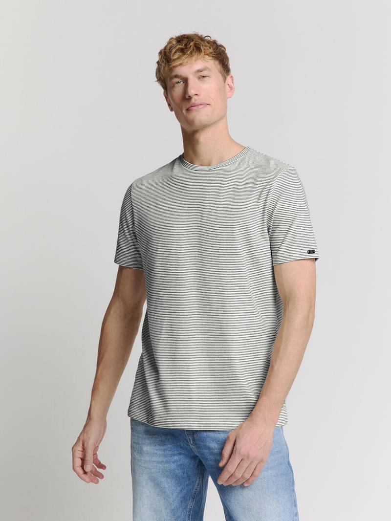 No Excess - T-Shirt Crewneck Stripes offwhite - Gr. - L von No Excess
