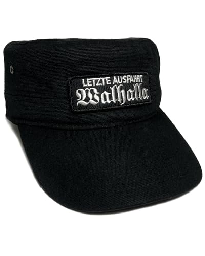 No Face No Name Military Cap Letzte Ausfahrt Walhalla in schwarz I Unisex frei einstellbar I bestickter Patch I Army Basecap Snapback Kappe Mütze von No Face No Name