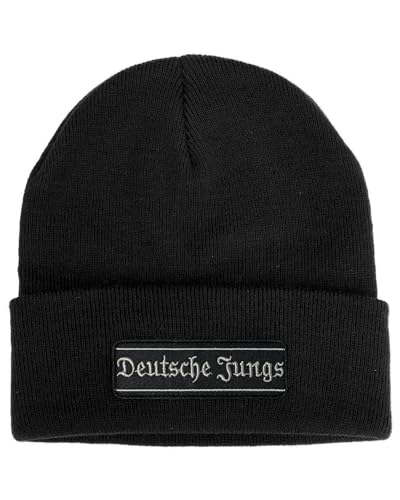 No Face No Name Mütze Deutsche Jungs in schwarz I Unisex I bestickter Aufnäher zum wechseln I Beanie Strickmütze Wintermütze von No Face No Name