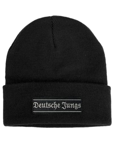 No Face No Name Mütze Deutsche Jungs in schwarz I Unisex I bestickter Aufnäher I Beanie Strickmütze Wintermütze von No Face No Name