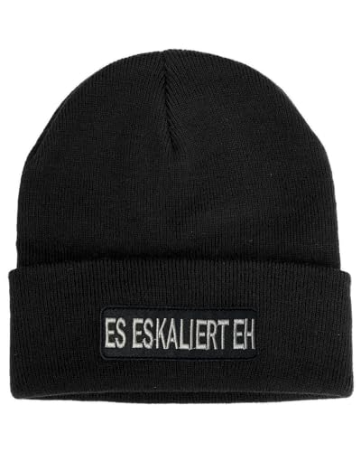 No Face No Name Mütze Es Eskaliert Eh in schwarz I Unisex I bestickter Aufnäher zum wechseln I Beanie Strickmütze Wintermütze von No Face No Name