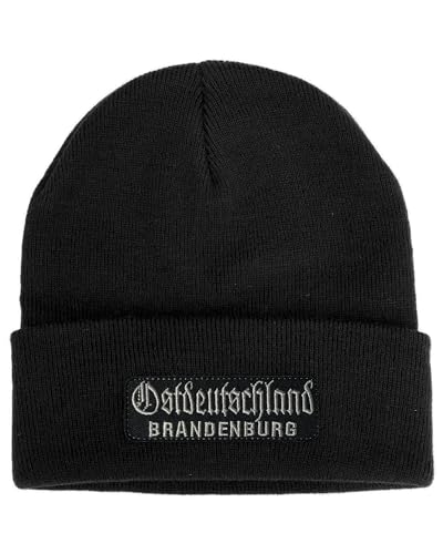 No Face No Name Mütze Ostdeutschland Brandenburg in schwarz I Unisex I bestickter Aufnäher I Beanie Strickmütze Wintermütze von No Face No Name