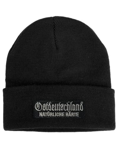 No Face No Name Mütze Ostdeutschland Natürliche Härte in schwarz I Unisex I bestickter Aufnäher I Beanie Strickmütze Wintermütze von No Face No Name