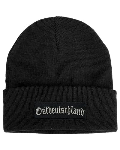 No Face No Name Mütze Ostdeutschland in schwarz I Unisex I bestickter Aufnäher I Beanie Strickmütze Wintermütze von No Face No Name