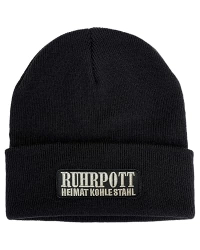 No Face No Name Mütze Ruhrpott Heimat Kohle Stahl in schwarz I Unisex I bestickter Aufnäher I Beanie Strickmütze Wintermütze von No Face No Name
