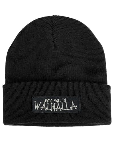 No Face No Name Mütze See You in Walhalla in schwarz I Odin Wotan Thor Wikinger Viking Asgard Biker I Beanie Strickmütze Wintermütze von No Face No Name