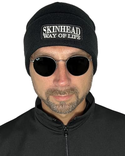 No Face No Name Mütze Skinhead Way of Life in schwarz I Unisex I bestickter Aufnäher zum wechseln I Beanie Strickmütze Wintermütze von No Face No Name