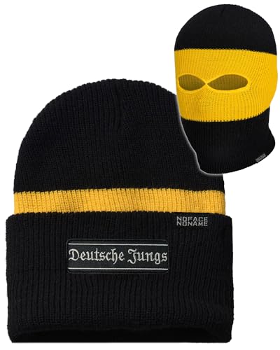 No Face No Name Sturmhaube/Mütze DEUTSCHE Jungs in schwarz weiß rot blau grün gelb I Balaclava Beanie I Einheitsgröße (DE/NL/SE/PL, Alphanumerisch, Einheitsgröße, Schwarz/Gelb) von No Face No Name