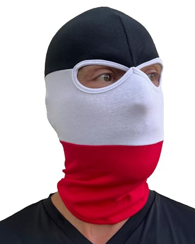 No Face No Name Sturmhaube in schwarz weiß rot gestreift I Balaclava Maske Einheitsgröße I Ultras Hooligans Ski Motorrad von No Face No Name