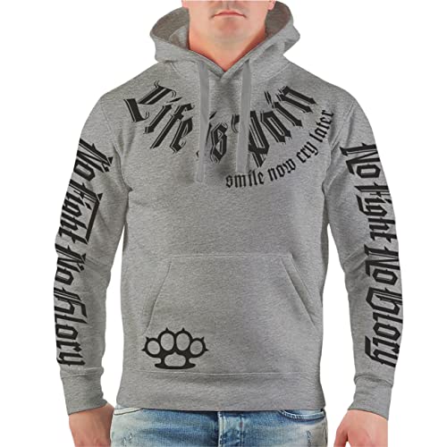 Herren Kapuzenpullover Hoodies Fight Glory Smile Größe S bis 5XL von No Fight No Glory