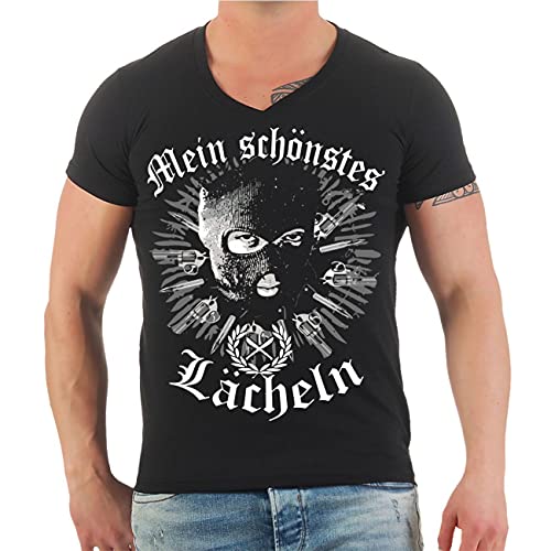 Herren T-Shirt Mein schönstes Lächeln Sturmhaube Gangsta Rap Ultras von No Fight No Glory