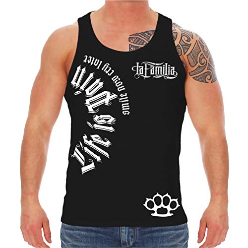 Männer Tank Top Trägershirt Smile Now Cry Later Weiss mit Rückendruck von No Fight No Glory