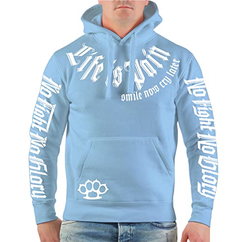 Herren Kapuzenpullover Life is Pain Smile and Fight White Trash von No Fight No Glory