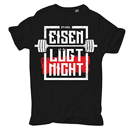 Herren T-Shirt Gym Sprüche Eisen lügt Nicht Größe S bis 5XL von No Fight No Glory