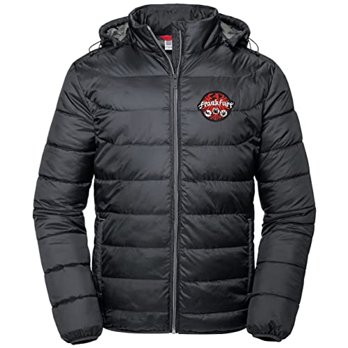 No Fight No Glory Herren Winterjacke mit abnehmbarer Kapuze Frankfurt Rotlicht Patch männer jacken von No Fight No Glory