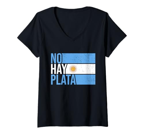 Damen No Hay Plata Argentinien Flagge Retro Argentinien No Hay Plata T-Shirt mit V-Ausschnitt von No Hay Plata Argentina Flag Argentinian Tees