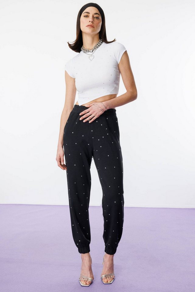 No Matter What 5-Pocket-Jeans Jogginghose aus Baumwolle mit Steinstickerei von No Matter What