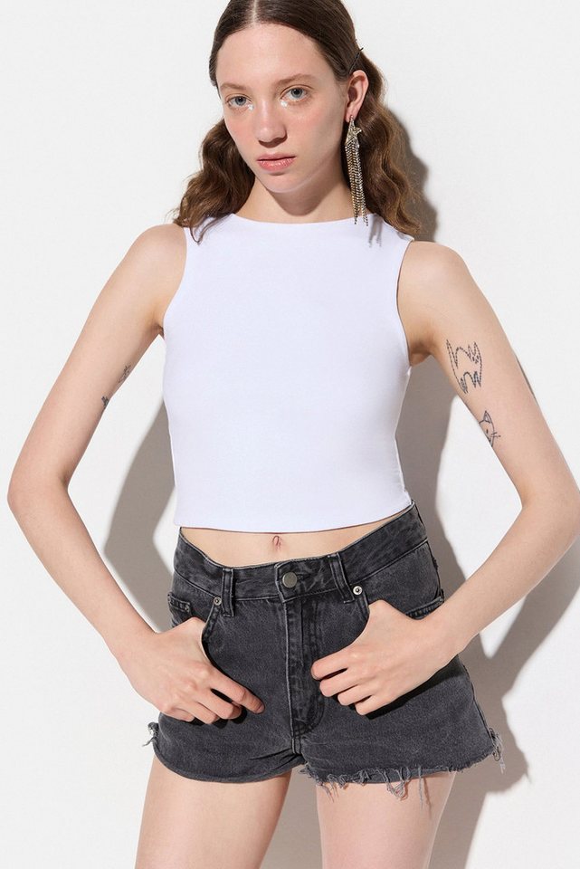 No Matter What Blusentop Ärmelloses Crop-Top mit Rundhalsausschnitt No Matter What Blusentop Ärmelloses Crop-Top mit Rundhalsausschnitt von No Matter What