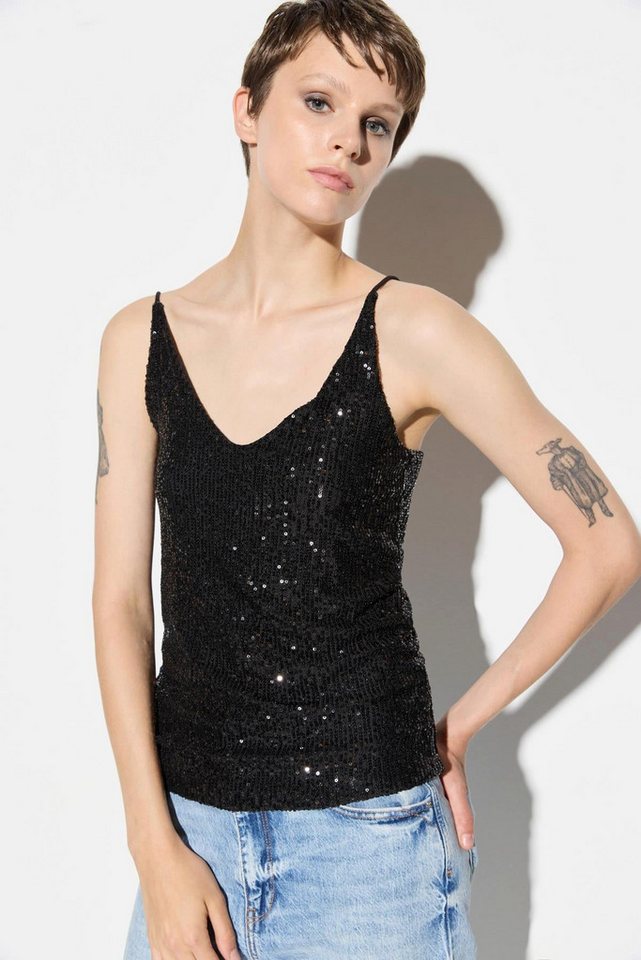 No Matter What Blusentop Glitzernde Schulterbluse No Matter What Blusentop Glitzernde Schulterbluse von No Matter What