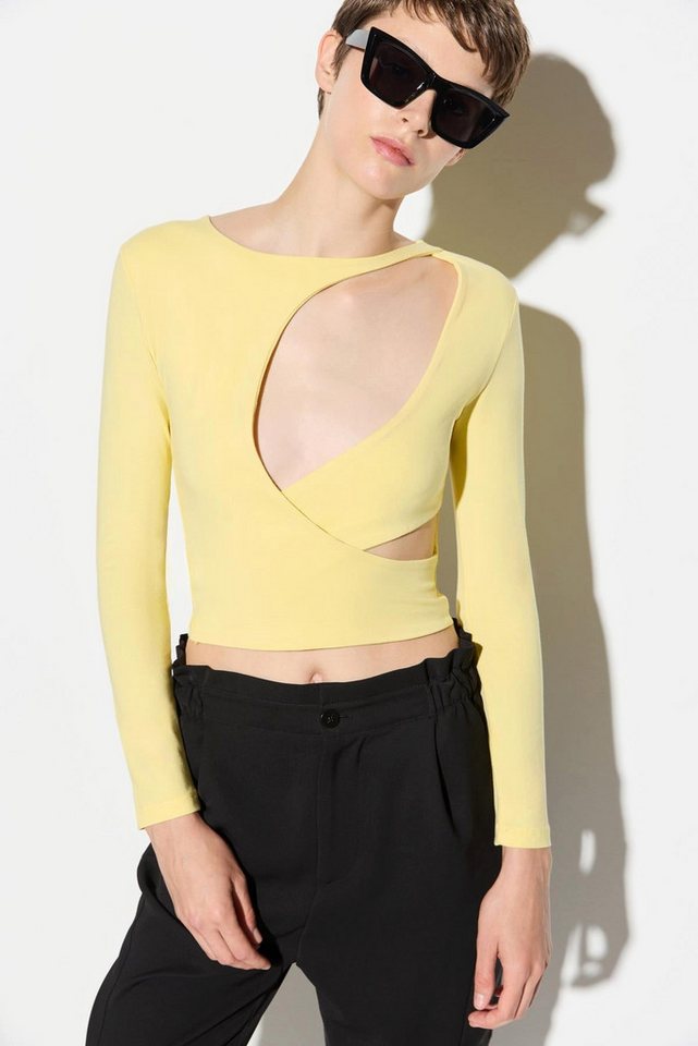 No Matter What Blusentop Langärmlige Bluse mit Taillenschnürung von No Matter What