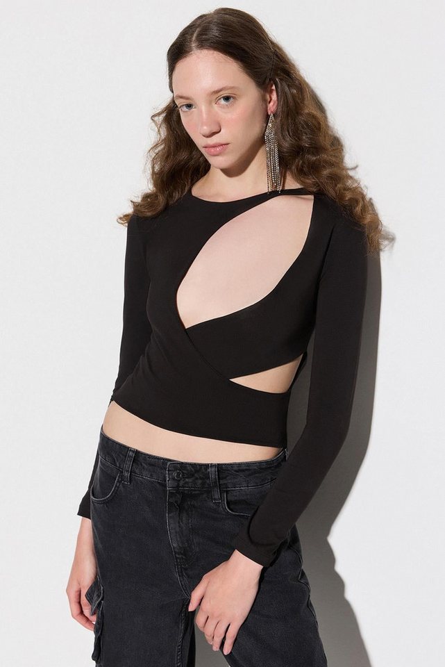 No Matter What Blusentop Langärmlige Bluse mit Taillenschnürung von No Matter What