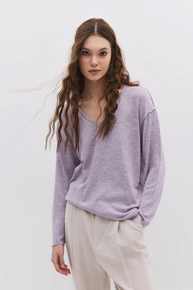 No Matter What Blusentop Langärmlige Bluse mit V-Ausschnitt von No Matter What