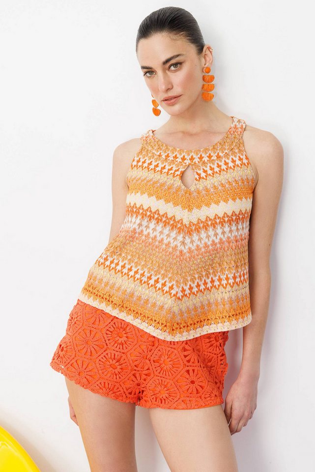 No Matter What Blusentop Neckholder-Bluse mit lockerem Schnitt und ethnischem Muster von No Matter What