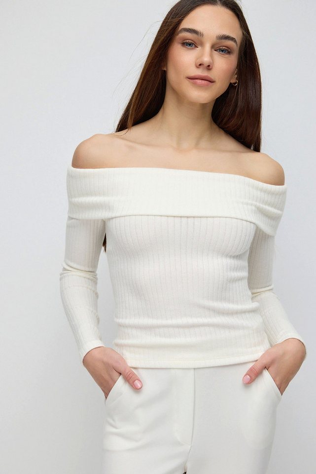 No Matter What Blusentop Schulterfreie Strickbluse mit Detail von No Matter What