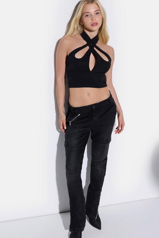 No Matter What Blusentop Vorne tief ausgeschnittene Bluse mit offenem Rücken von No Matter What