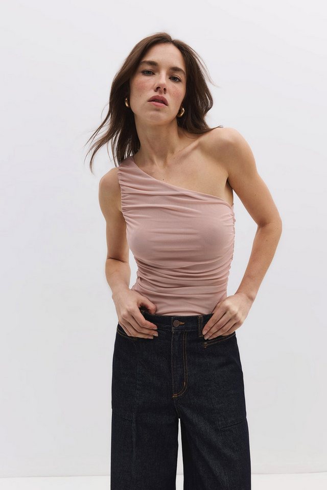 No Matter What Kurzarmbody Asymmetrischer Bodysuit mit Druckknöpfen von No Matter What