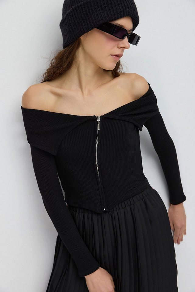 No Matter What Bustierkleid Offene Schulter Reißverschluss Bluse von No Matter What