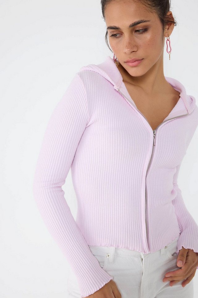No Matter What Cardigan Rosa Kapuzen-Zip-Strickjacke von No Matter What