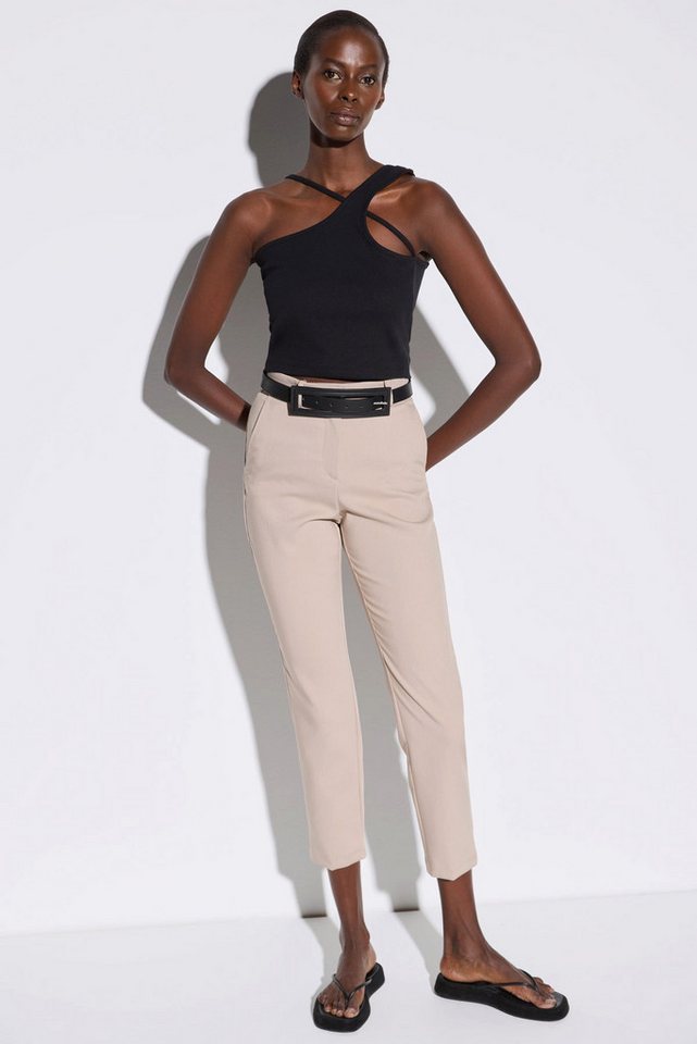 No Matter What Crop-Top Geripptes Crop-Top mit einem Ärmel von No Matter What