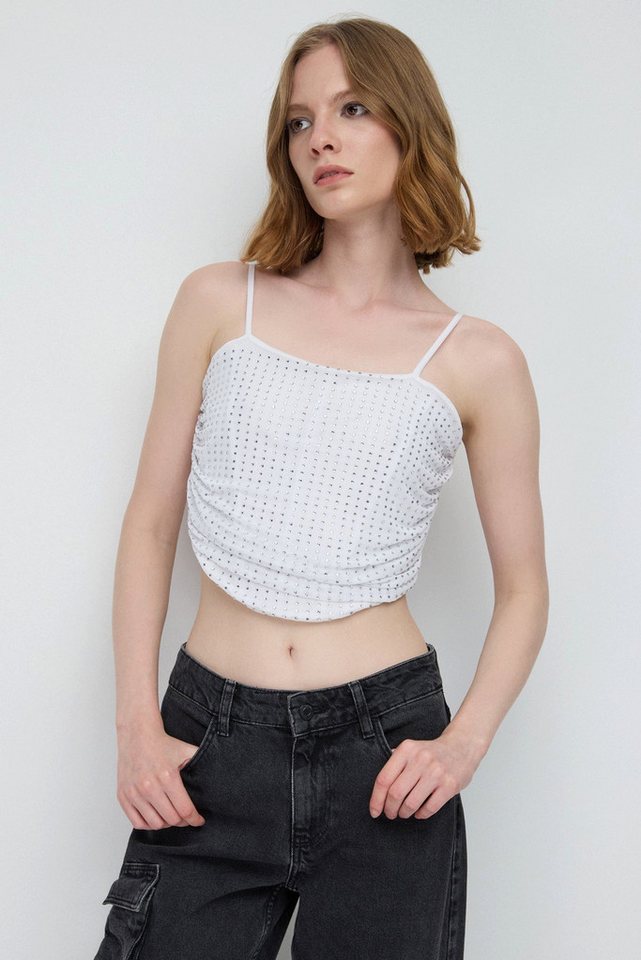 No Matter What Crop-Top Steinverziertes Crop-Top von No Matter What