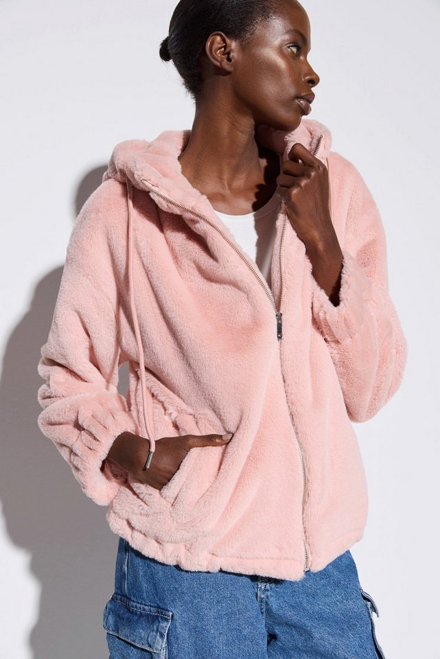 No Matter What Windbreaker Rosa Fleecejacke mit Reißverschluss von No Matter What