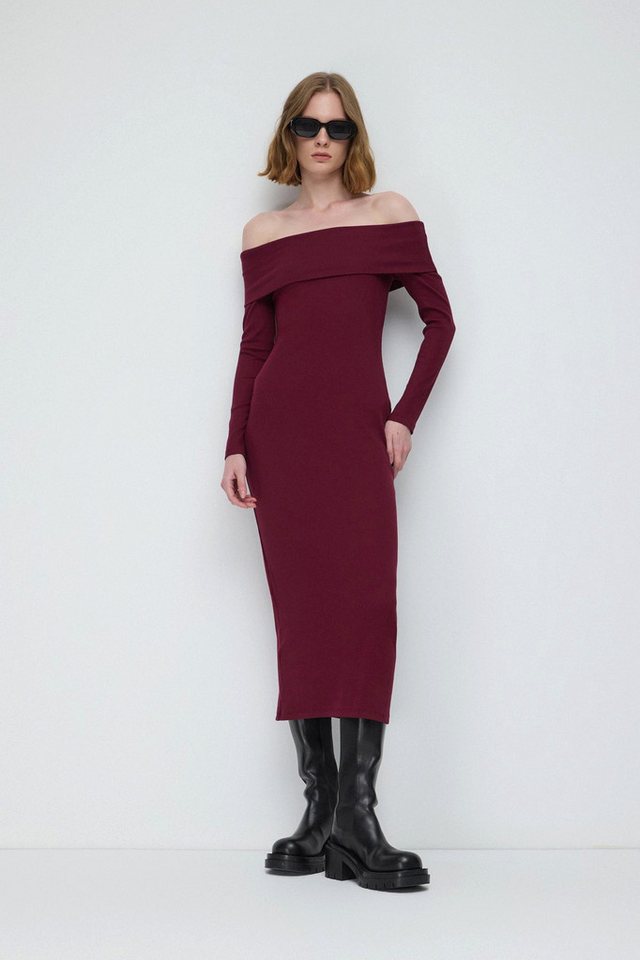 No Matter What Minikleid Schulterfreies Ripp-Midi-Kleid von No Matter What