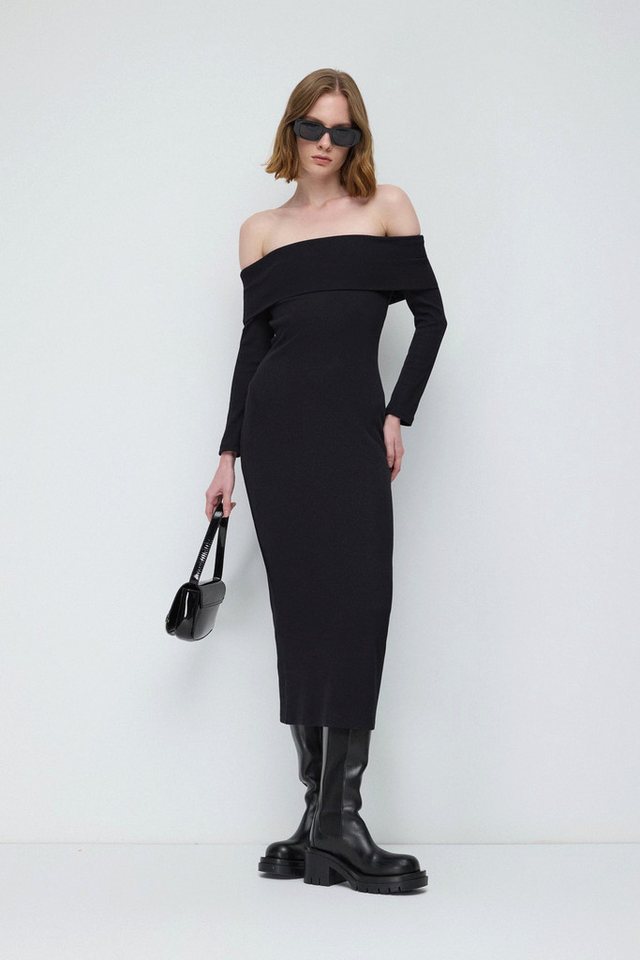 No Matter What Maxikleid Schulterfreies Ripp-Midi-Kleid von No Matter What