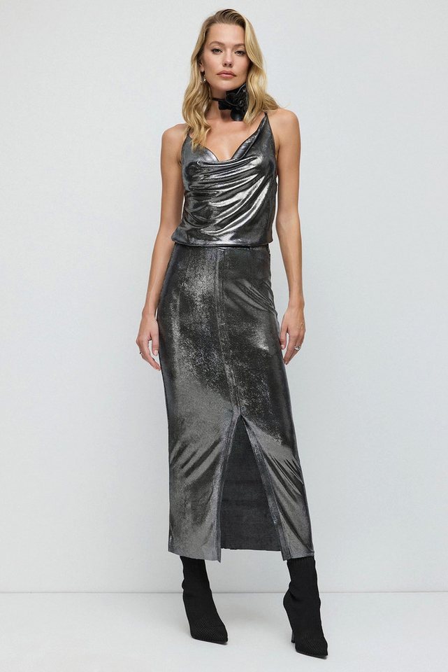 No Matter What Midirock Glänzender Slim Fit Frontschlitzrock von No Matter What