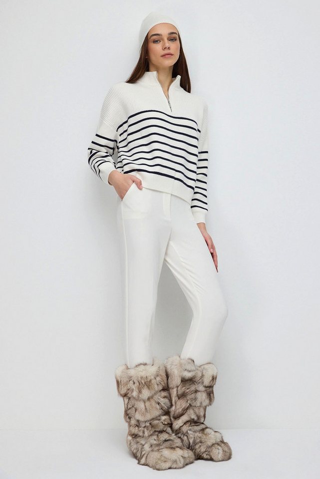 No Matter What Strickpullover Gestreifter Reißverschluss-Strickpullover von No Matter What