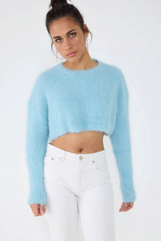 No Matter What Strickpullover Pelziger Crop Pullover von No Matter What