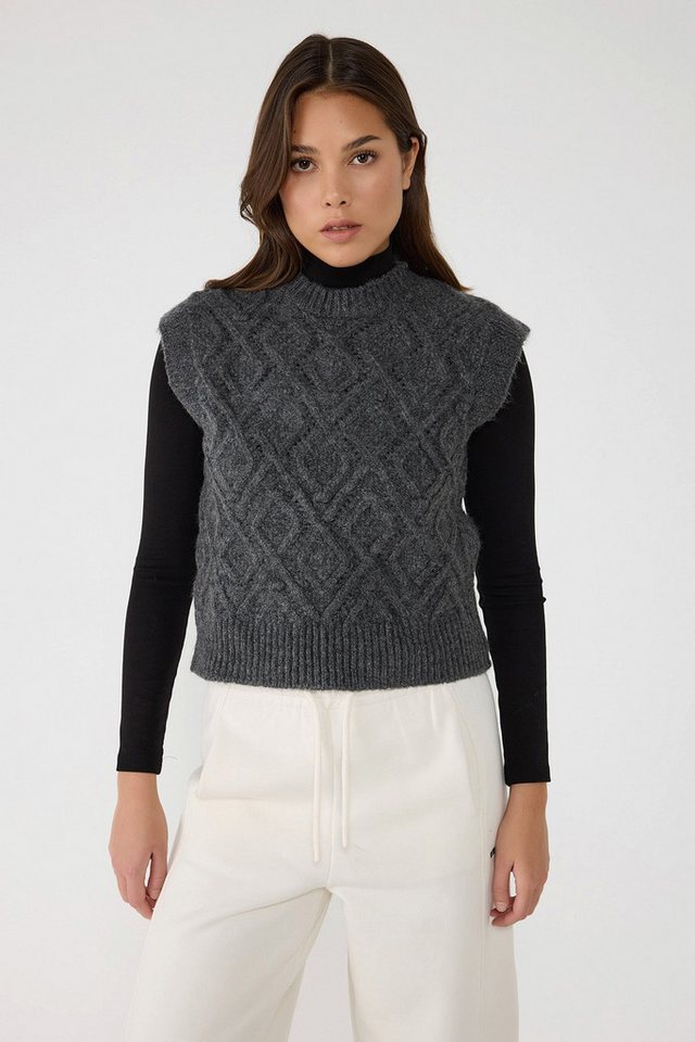 No Matter What Stricktop Geometrisches Muster ärmelloses Strickpullover von No Matter What