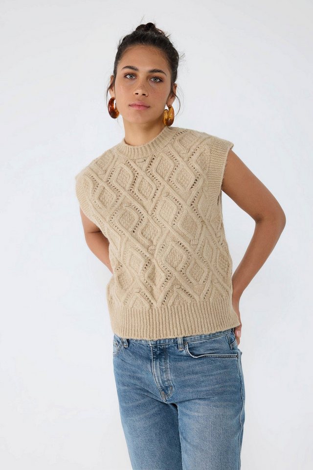 No Matter What Stricktop Geometrisches Muster ärmelloses Strickpullover von No Matter What