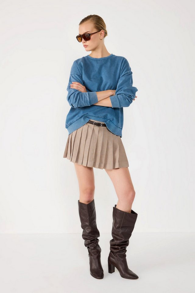 No Matter What Kapuzenpullover Basis Acid Wash Sweatshirt mit Fahrradkragen von No Matter What