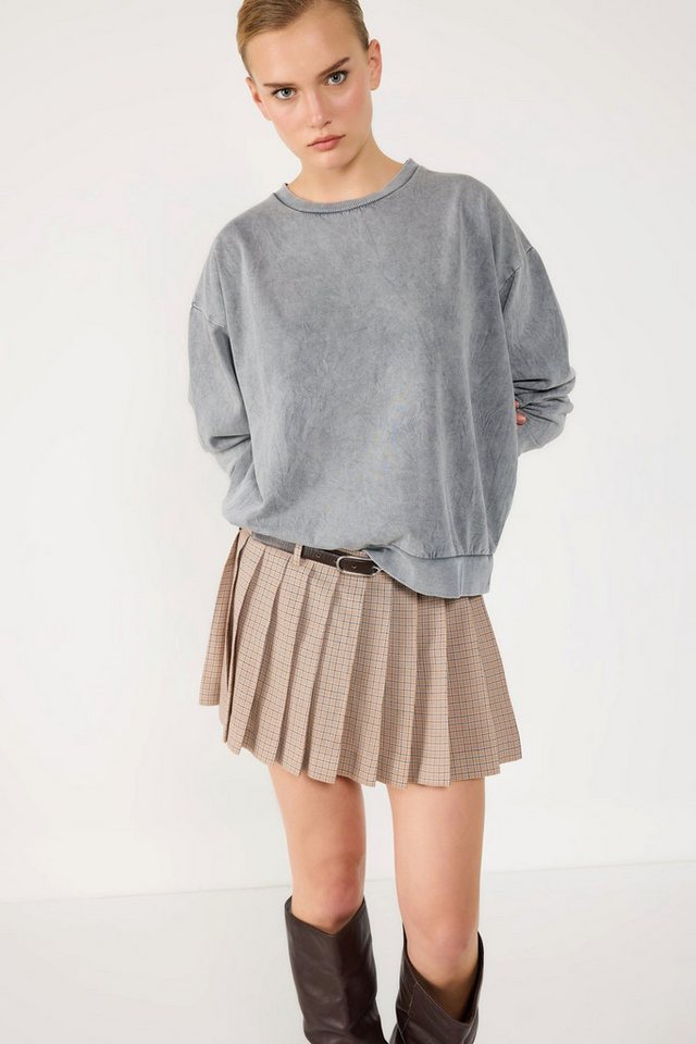 No Matter What Kapuzenpullover Basis Acid Wash Sweatshirt mit Fahrradkragen von No Matter What