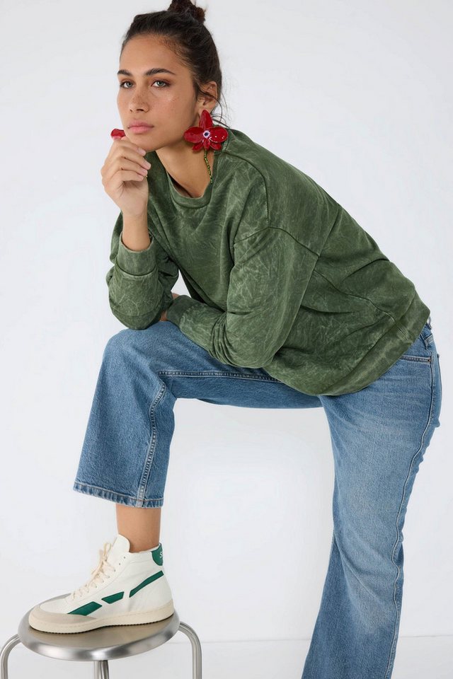 No Matter What Sweatshirt Basis Acid Wash Sweatshirt mit Fahrradkragen von No Matter What