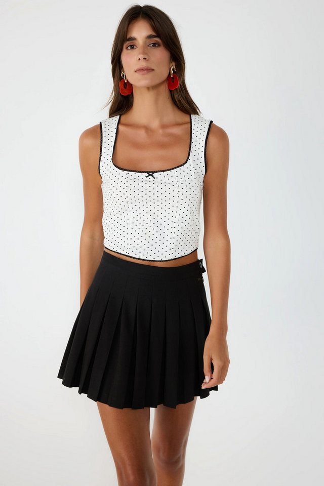 No Matter What Kapuzenpullover Crop-Top mit dicken Trägern und Punkten von No Matter What