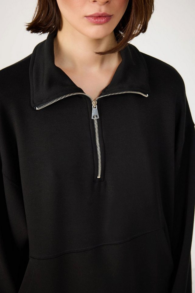 No Matter What Kapuzenpullover Modal-Sweatshirt mit halbem Reißverschluss von No Matter What