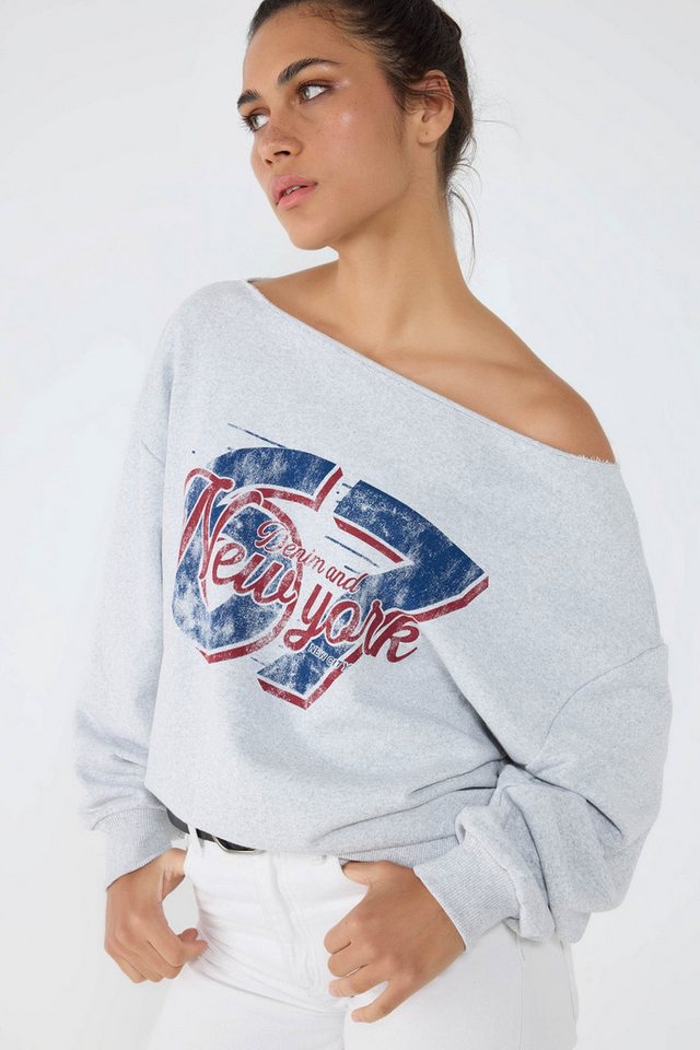 No Matter What Kapuzenpullover NY Bedruckter Grauer Sweatshirt von No Matter What