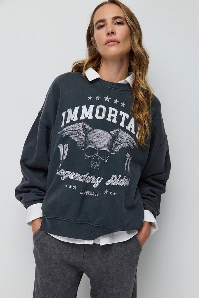 No Matter What Kapuzenpullover Oversize-Sweatshirt mit verblasstem Print von No Matter What